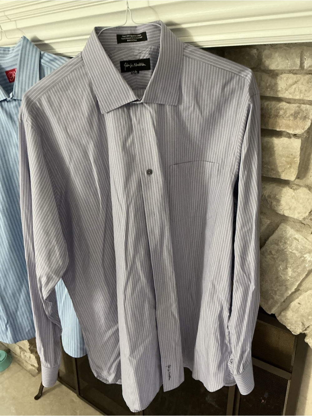 John W. Nordstrom Men's Light Blue Pinstripe Dress Shirt